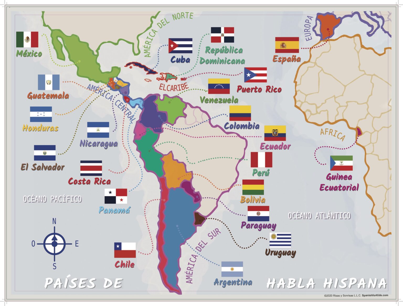 Map of SpanishSpeaking Countries Spanish for Kids