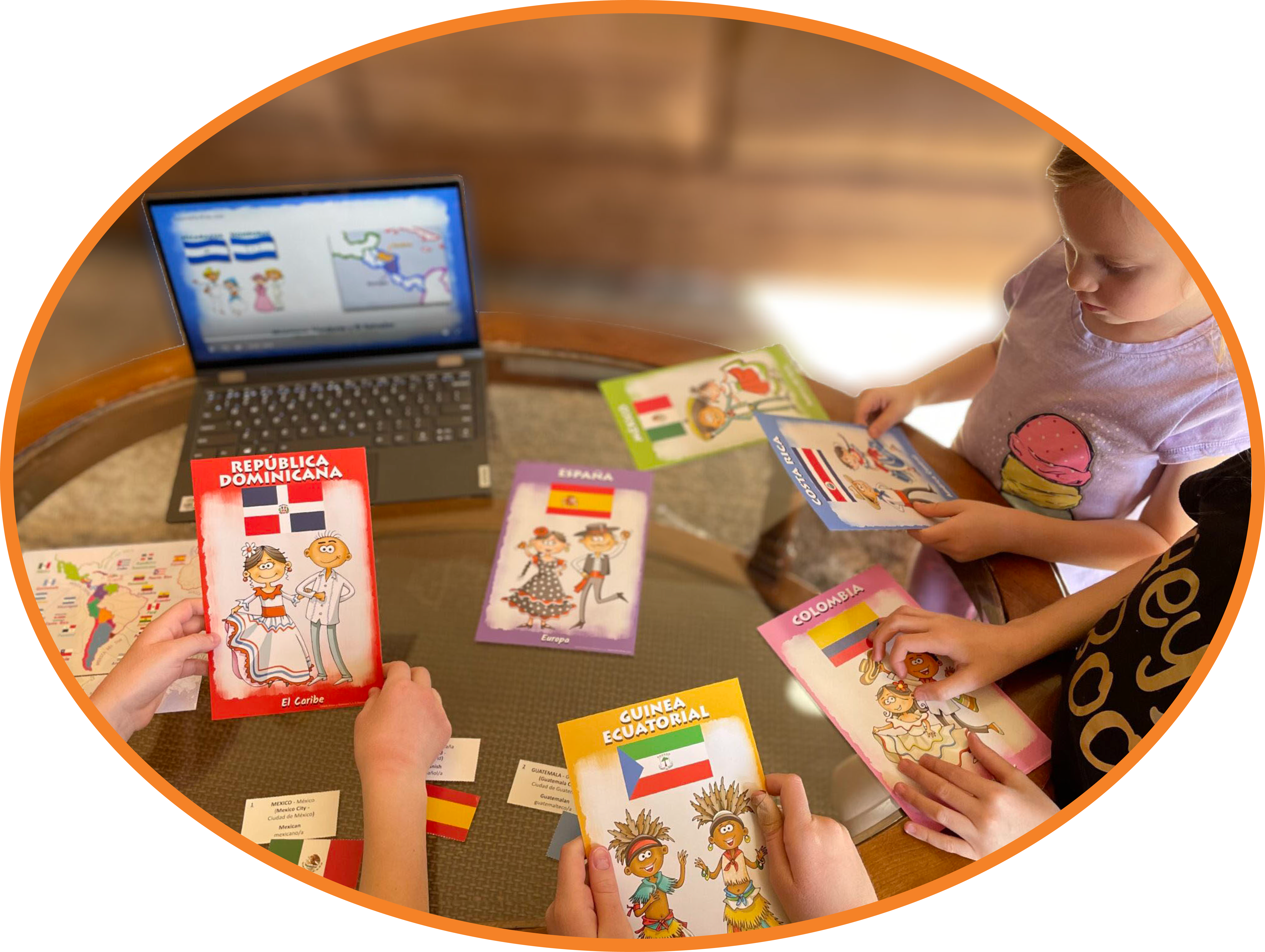 Kids playing Culture cards circle