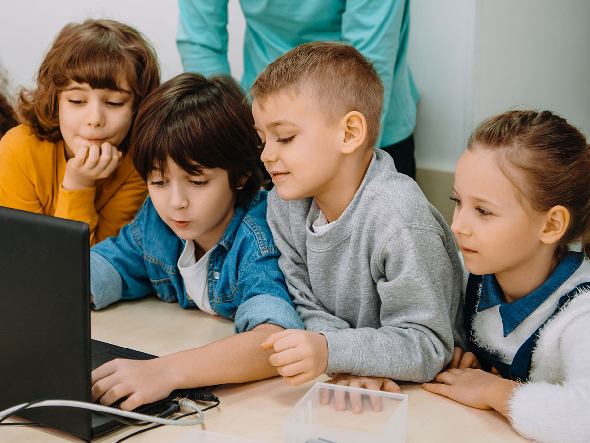an image of a classroom, home tutor, and student using a computer